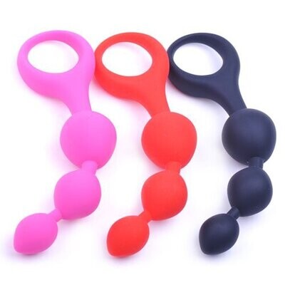 Silicone Anal Tri-ball Beaded Butt Plug 2 Silicone Anal Tri-ball Beaded Butt Plug - Image 2