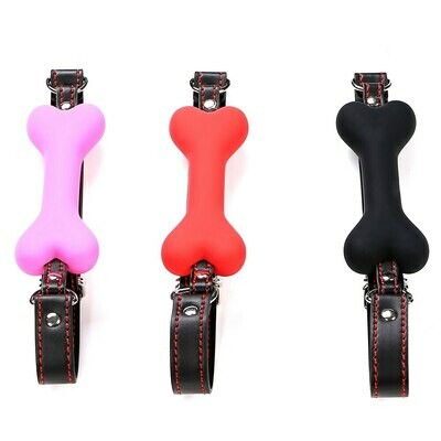 Silicone Faux Leather Dog Bone Mouth Gag 2 Silicone Faux Leather Dog Bone Mouth Gag - Image 2
