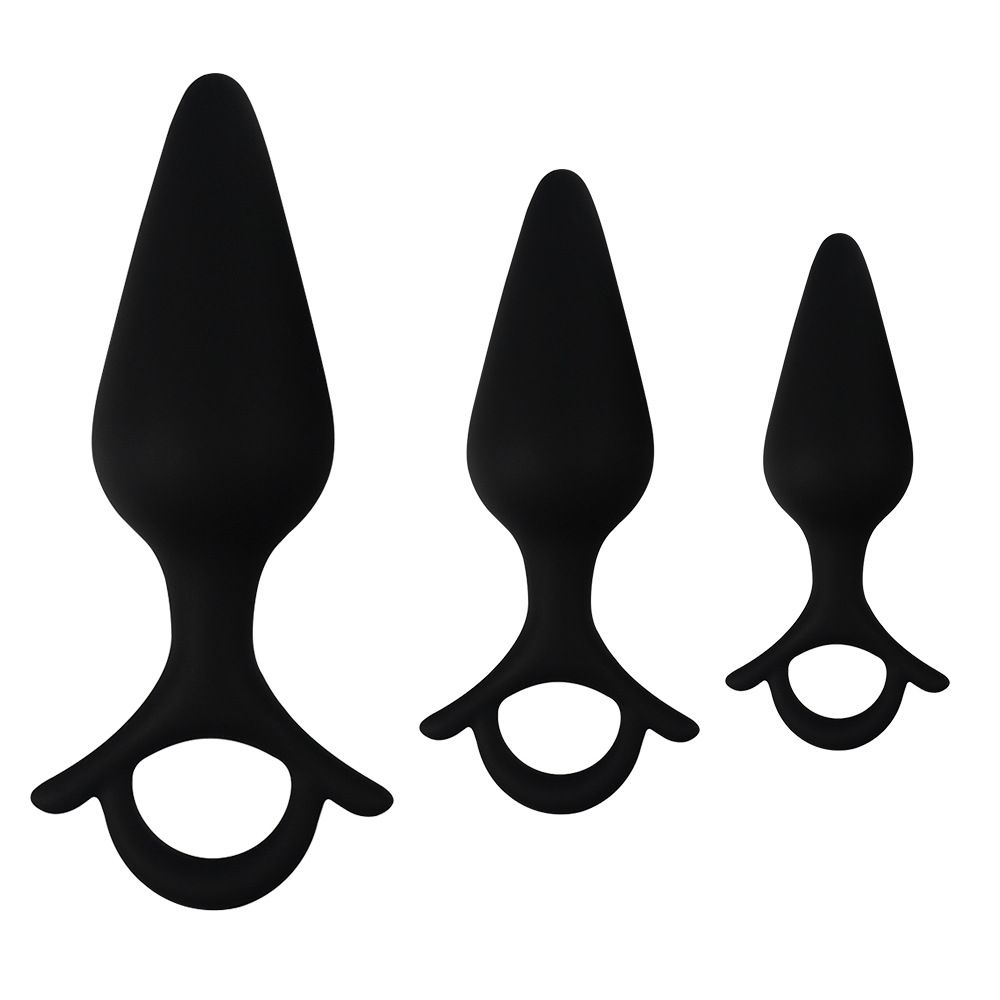 Black Anchor Butt Plug Set 3 Piece 1 Black Anchor Butt Plug Set 3 Piece