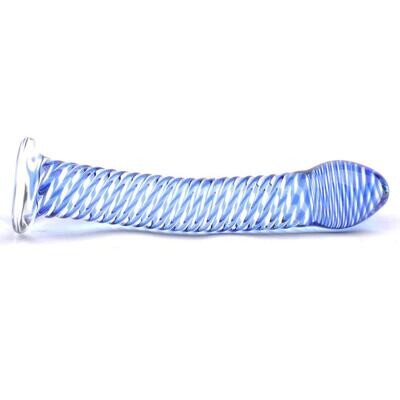 Beautiful Crystal Pyrex Glass Blue Swirl Massager Wand 3 Beautiful Crystal Pyrex Glass Blue Swirl Massager Wand - Image 3
