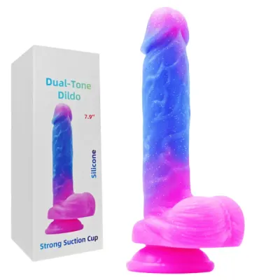 Dual-Tone Silicone Dildo with Balls and Suction Cup 8 Dual-Tone Silicone Dildo with Balls and Suction Cup - Image 8
