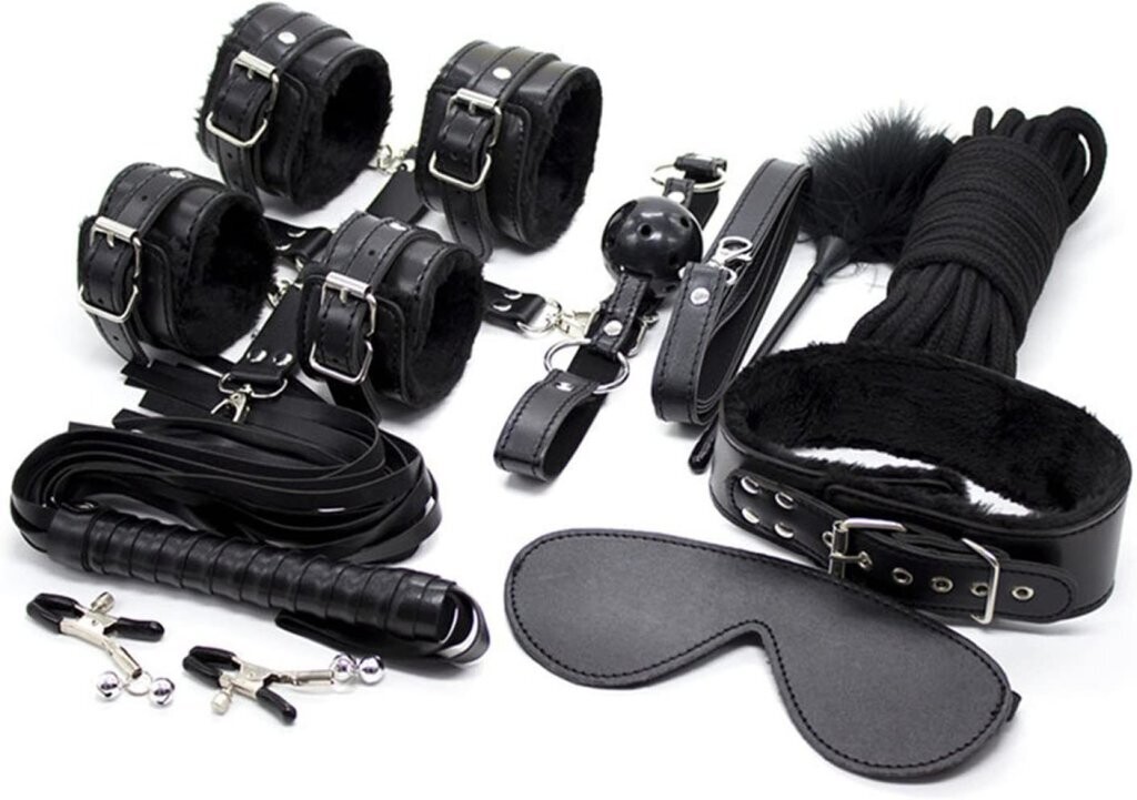 10pcs SM Bondage Roleplay Sex Kit Black 1 10pcs SM Bondage Roleplay Sex Kit Black