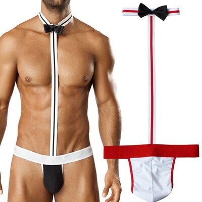 Erotic Waiter Costume Bow Tie Thong 2 Erotic Waiter Costume Bow Tie Thong - Image 2