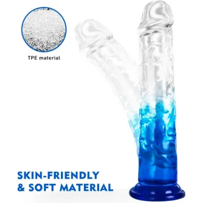 Transparent Blue Body Safe Dildo with Suction Cup 4 Transparent Blue Body Safe Dildo with Suction Cup - Image 4