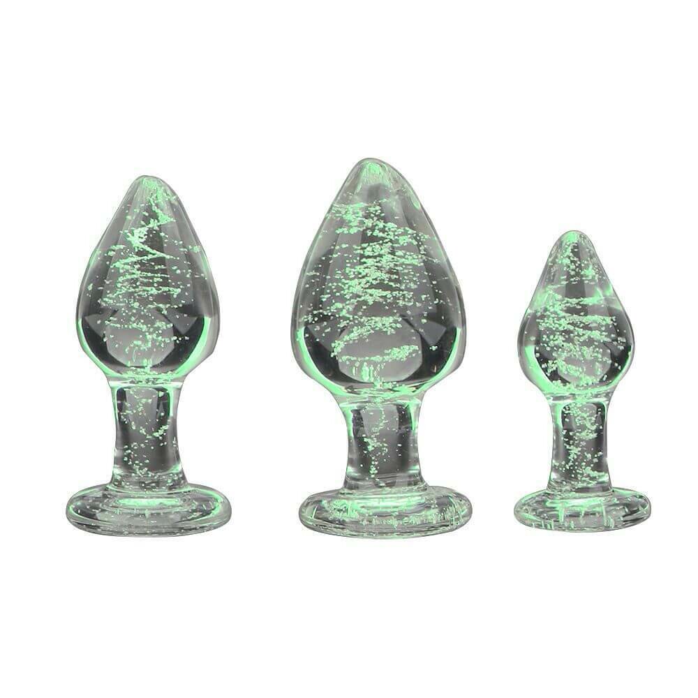 Glass Glow In The Dark Butt Plug Anal Sex Toy 1 Glass Glow In The Dark Butt Plug Anal Sex Toy