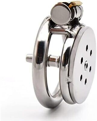 Flat Button Chastity Cage Stainless Catheter 4 Flat Button Chastity Cage Stainless Catheter - Image 4