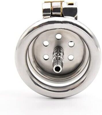 Flat Button Chastity Cage Stainless Catheter 7 Flat Button Chastity Cage Stainless Catheter - Image 7