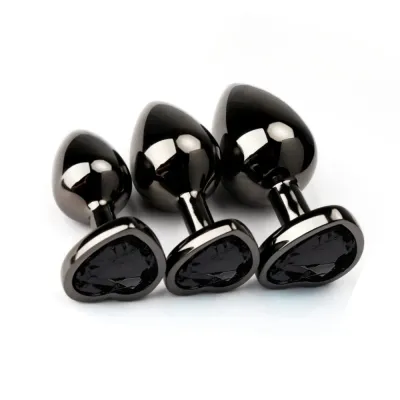 3pcs Heart Stainless Steel Jewel Plug S+M+L 8 3pcs Heart Stainless Steel Jewel Plug S+M+L - Image 8