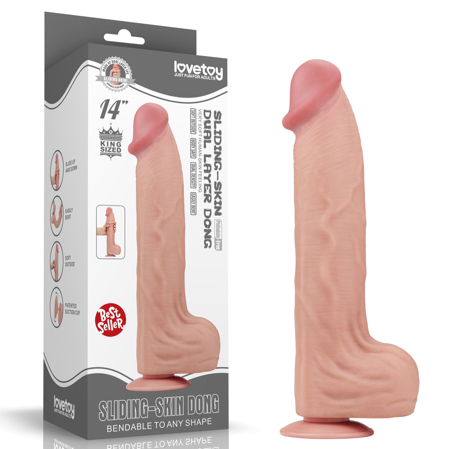 Lovetoy 14'' King Sized Sliding Skin Dual Layer Dildo 1 Lovetoy 14'' King Sized Sliding Skin Dual Layer Dildo