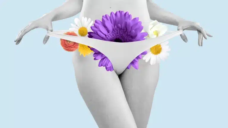 Floral design with white underwear.