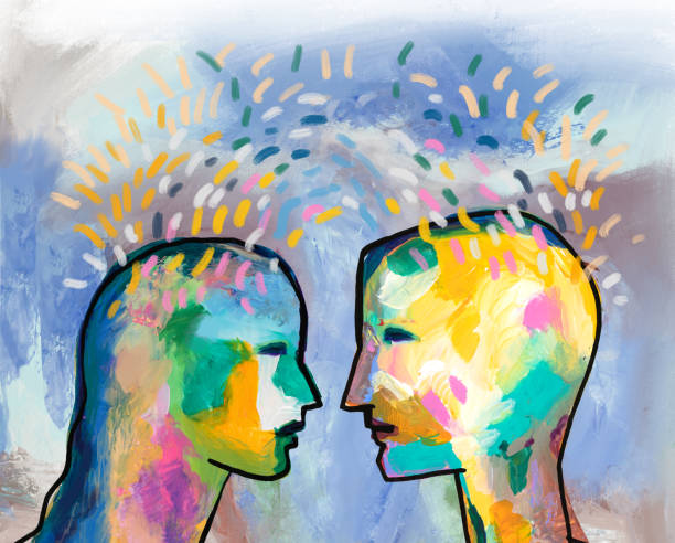 Colorful abstract faces in connection.